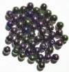 25 8mm Round Metallic Purple AB Glass Beads